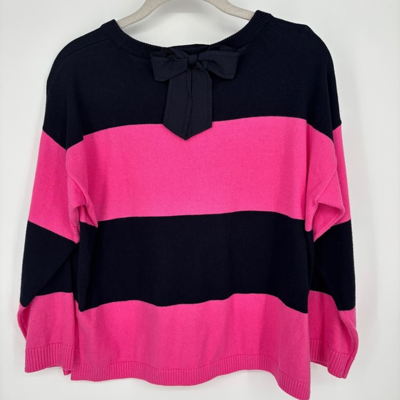 Vintage Abercrombie & Fitch Stripe Sweater Sz‎ L Pink Black Bow Back Y2K 2000s - Picture 4 of 8
